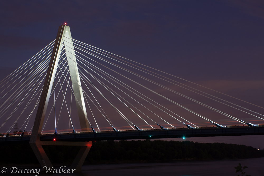 Kansas City's Kit Bond bridge at night.